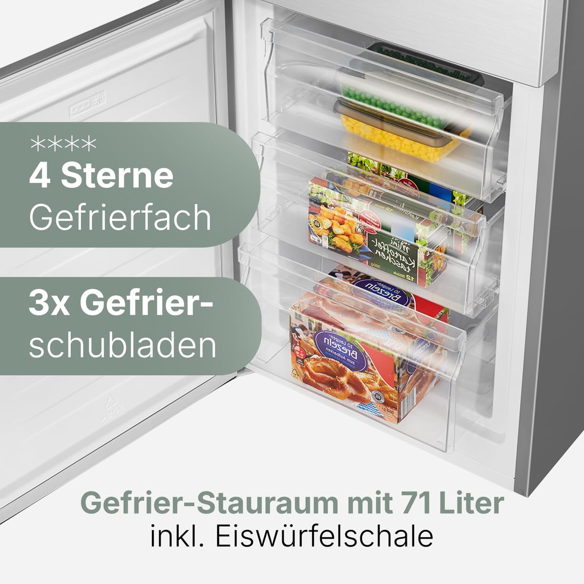 Bomann Kühl-Gefrierkombination 268L – 180cm, Inox