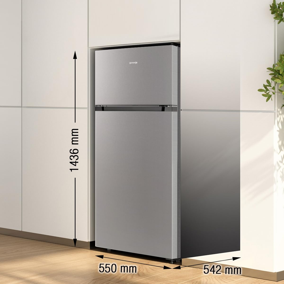 Gorenje Doppeltür Kühlschrank 206L – 143cm, Silber