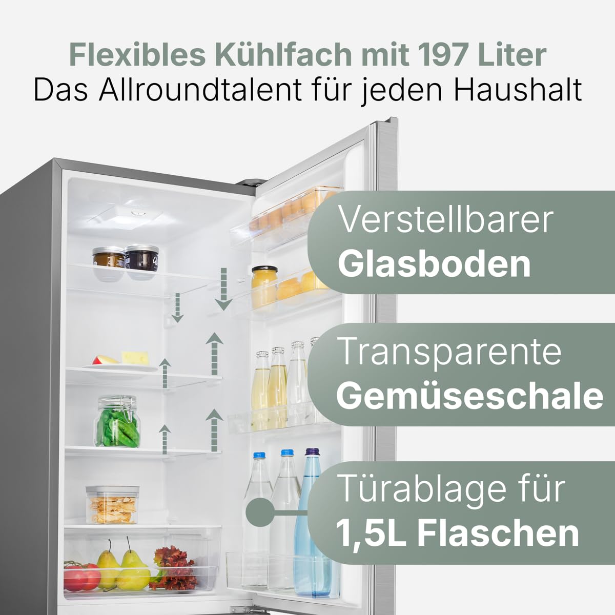 Bomann Kühl-Gefrierkombination 268L – 180cm, Inox