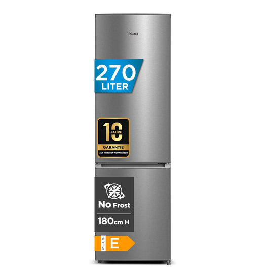 Midea Kühl-Gefrierkombination 270L – 180cm, No Frost, Edelstahl