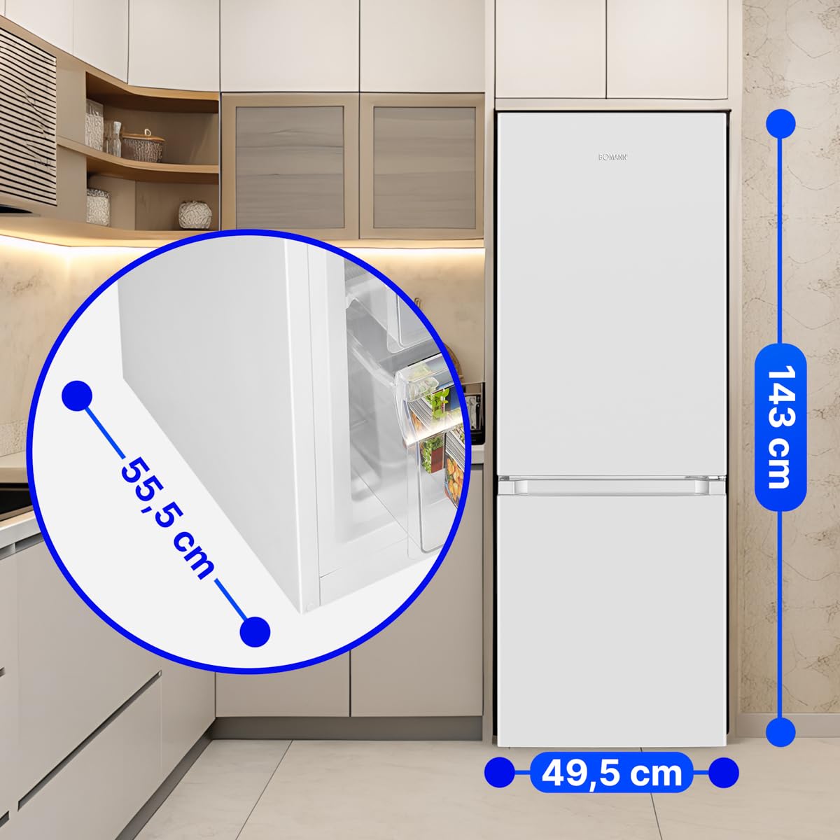 Bomann Kühl-Gefrierkombination 175L – 143cm, Weiß