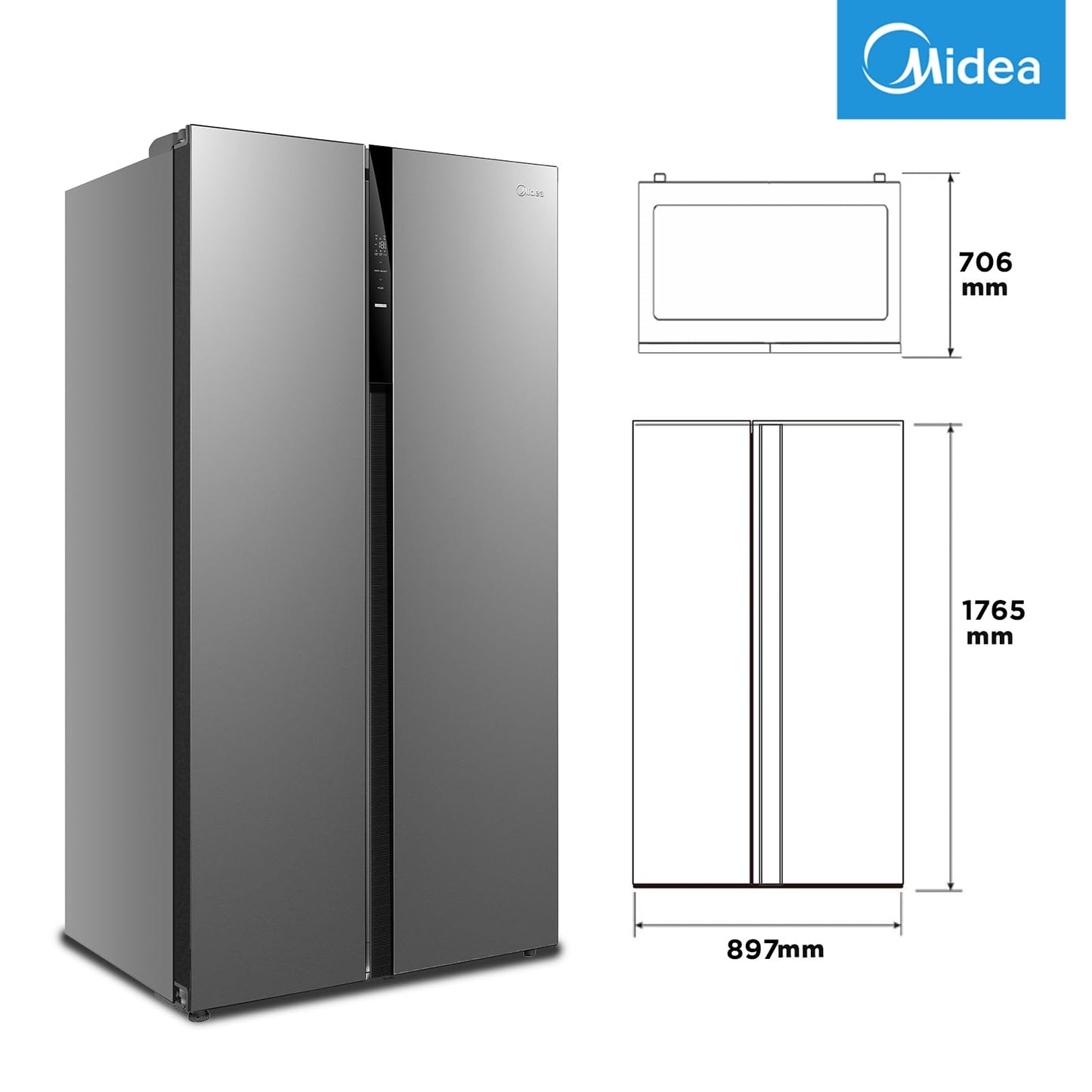 Midea Side-by-Side Kühlschrank 548L – No Frost, Inox