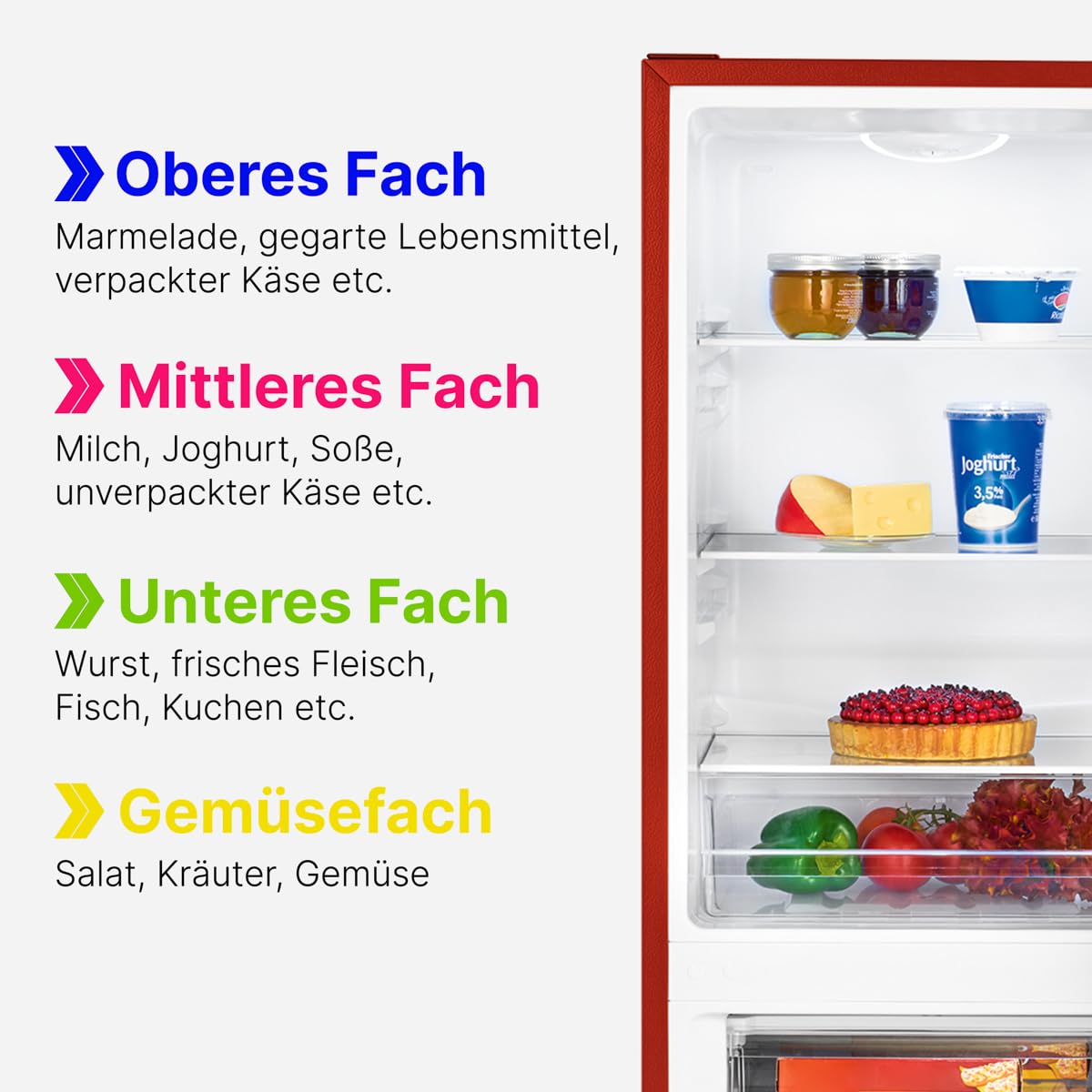 Bomann Kühl-Gefrierkombination 175L – 143cm, Rot