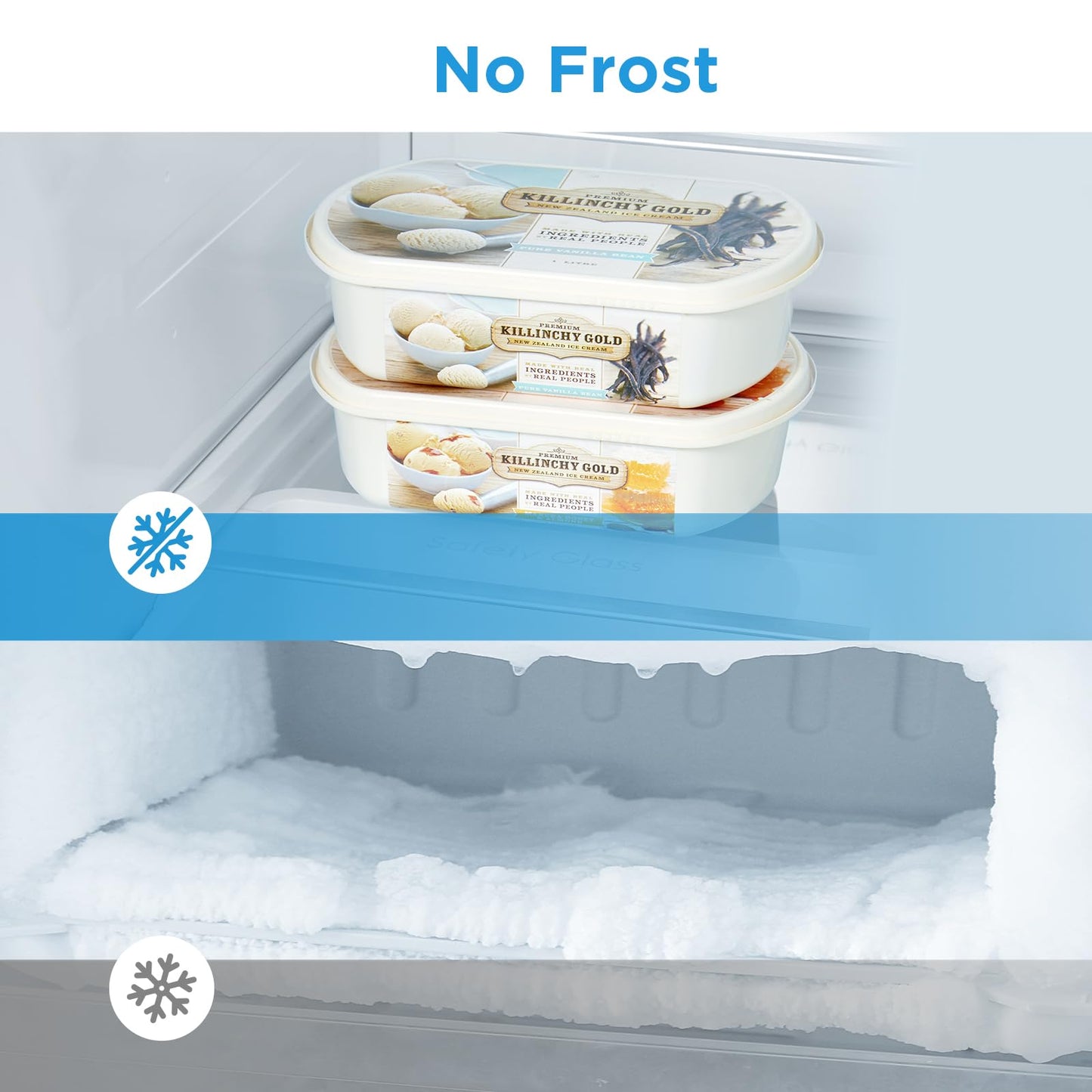 Midea Kühl-Gefrierkombination 338L – 185cm, No Frost, Inox