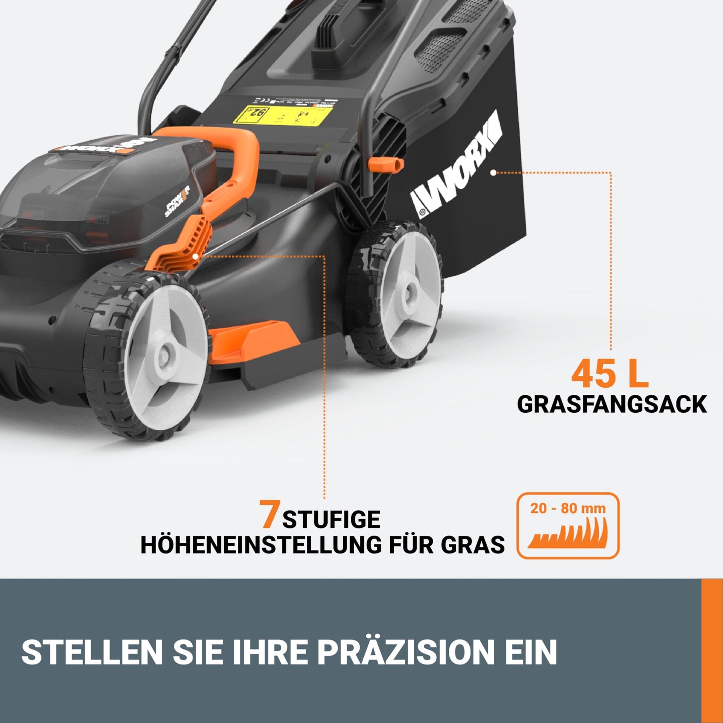 WORX Akku-Rasenmäher PowerShare Pro WG734E 40V, 40cm