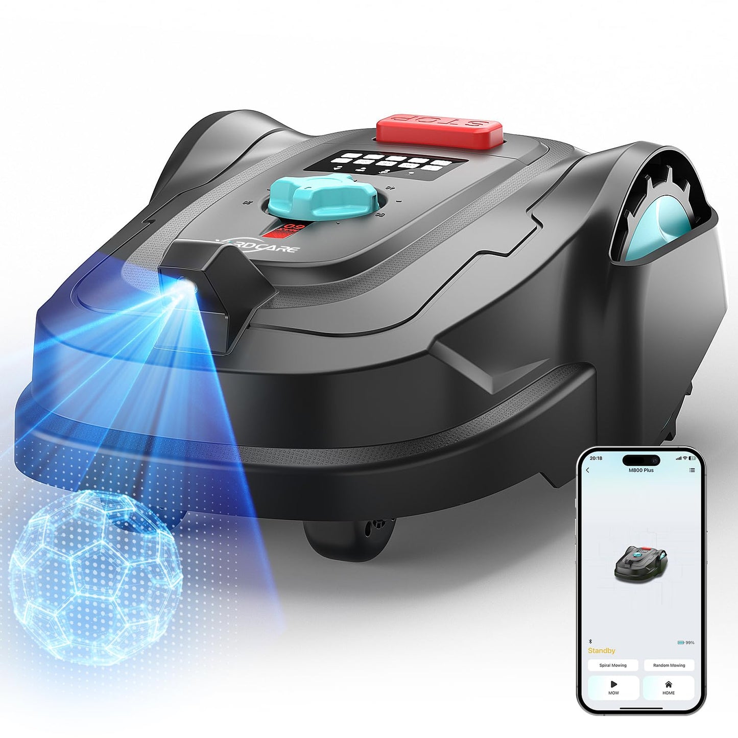 YARDCARE Mähroboter M800Plus ohne Begrenzungskabel, 800m², GPS+KI Vision