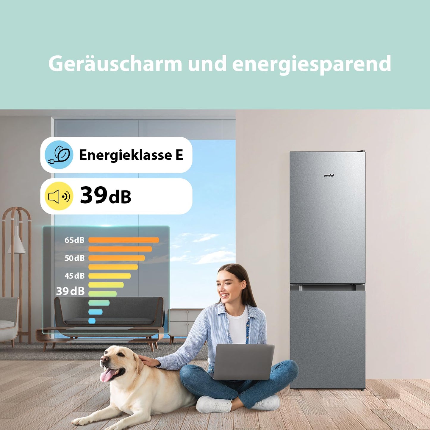 Comfee Kühl-Gefrierkombination 174L – 150cm, Silber