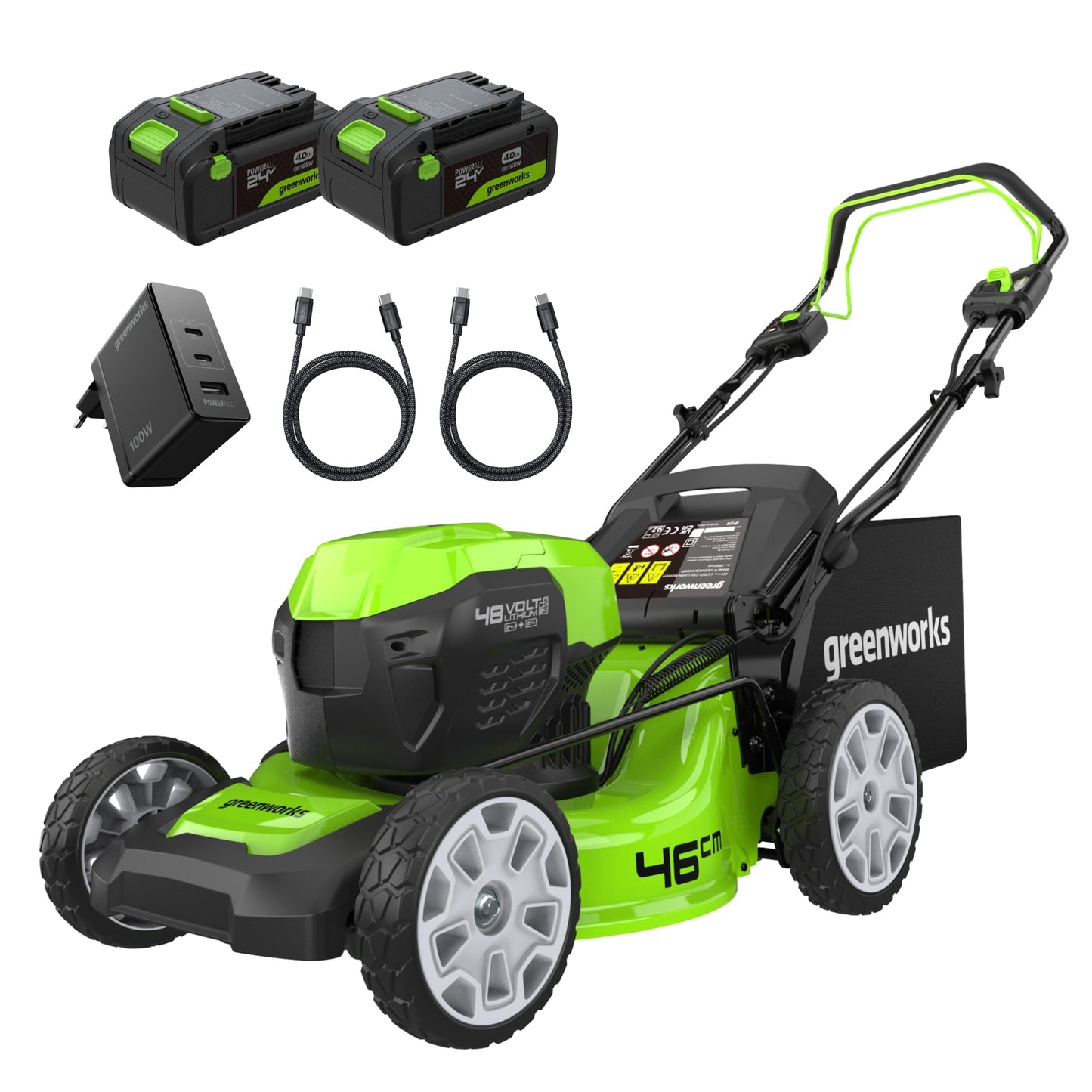 Greenworks Akku-Rasenmäher 48V, Selbstfahrend, 46cm, 480m², inkl. Akkus
