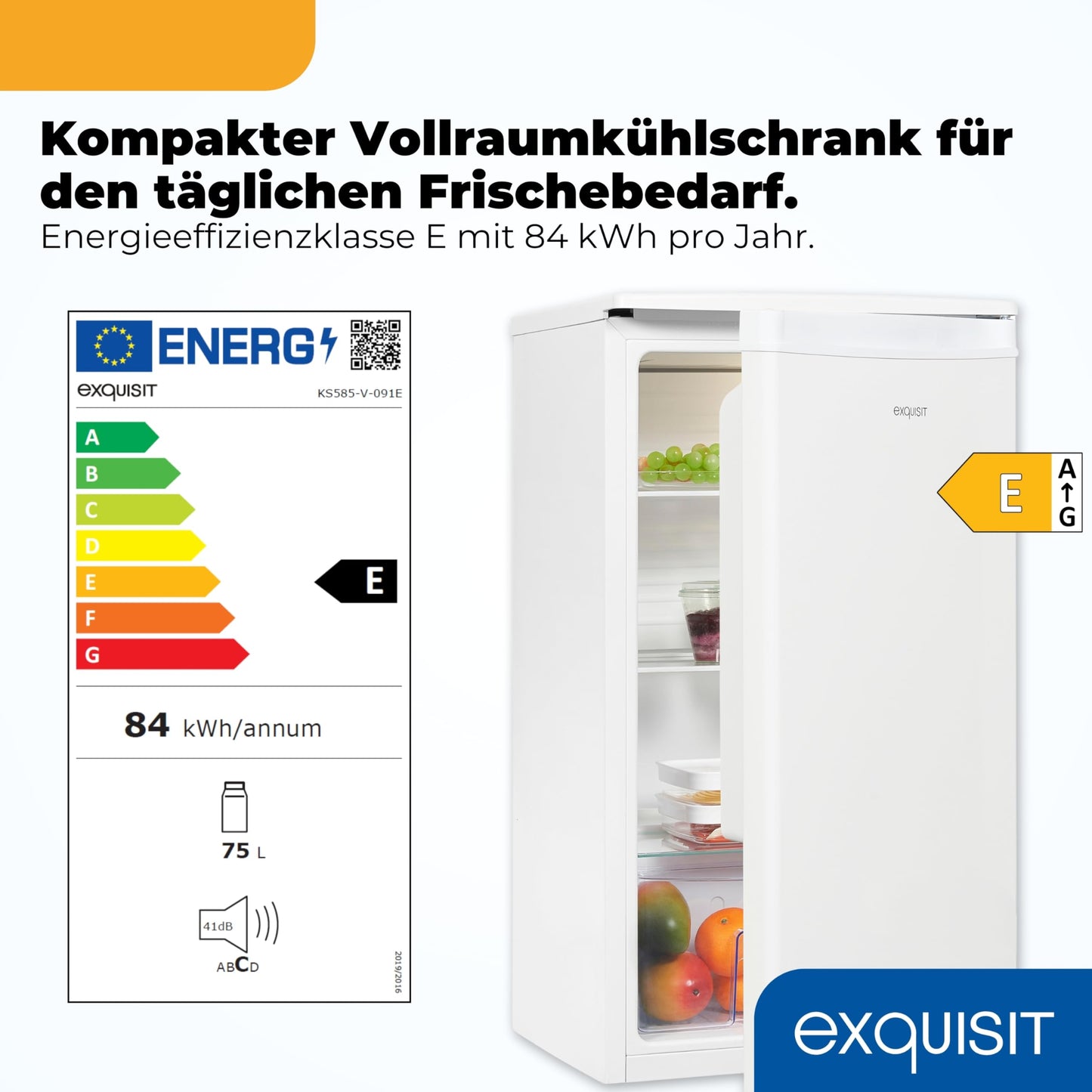 Exquisit Kühlschrank 76L – Kompakt, Weiß
