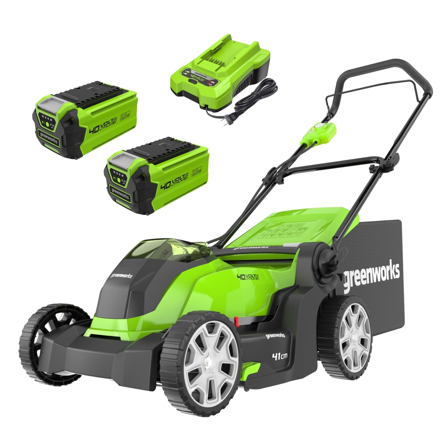Greenworks Akku-Rasenmäher 40V, 41cm Schnittbreite, 500m², inkl. Akkus