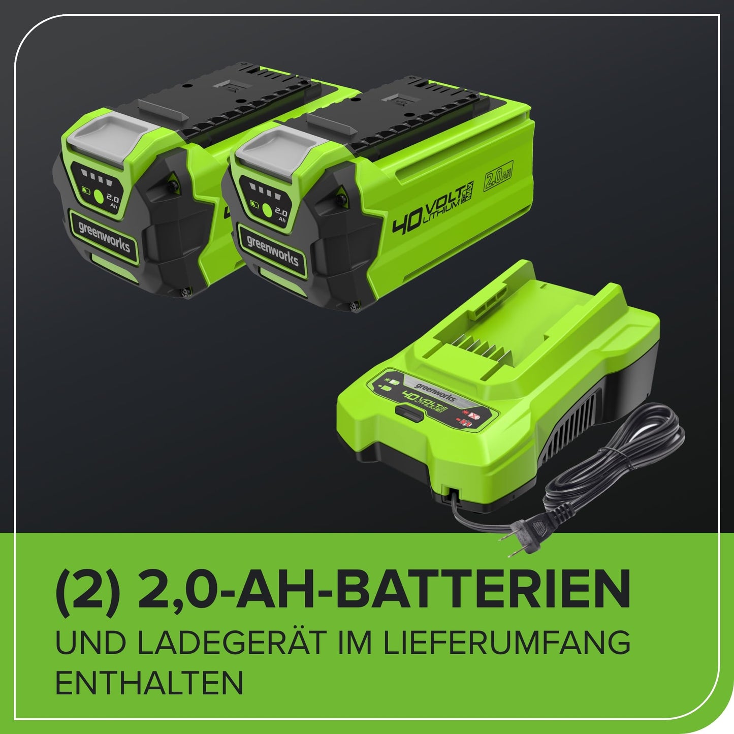 Greenworks Akku-Rasenmäher 40V, 41cm Schnittbreite, 500m², inkl. Akkus