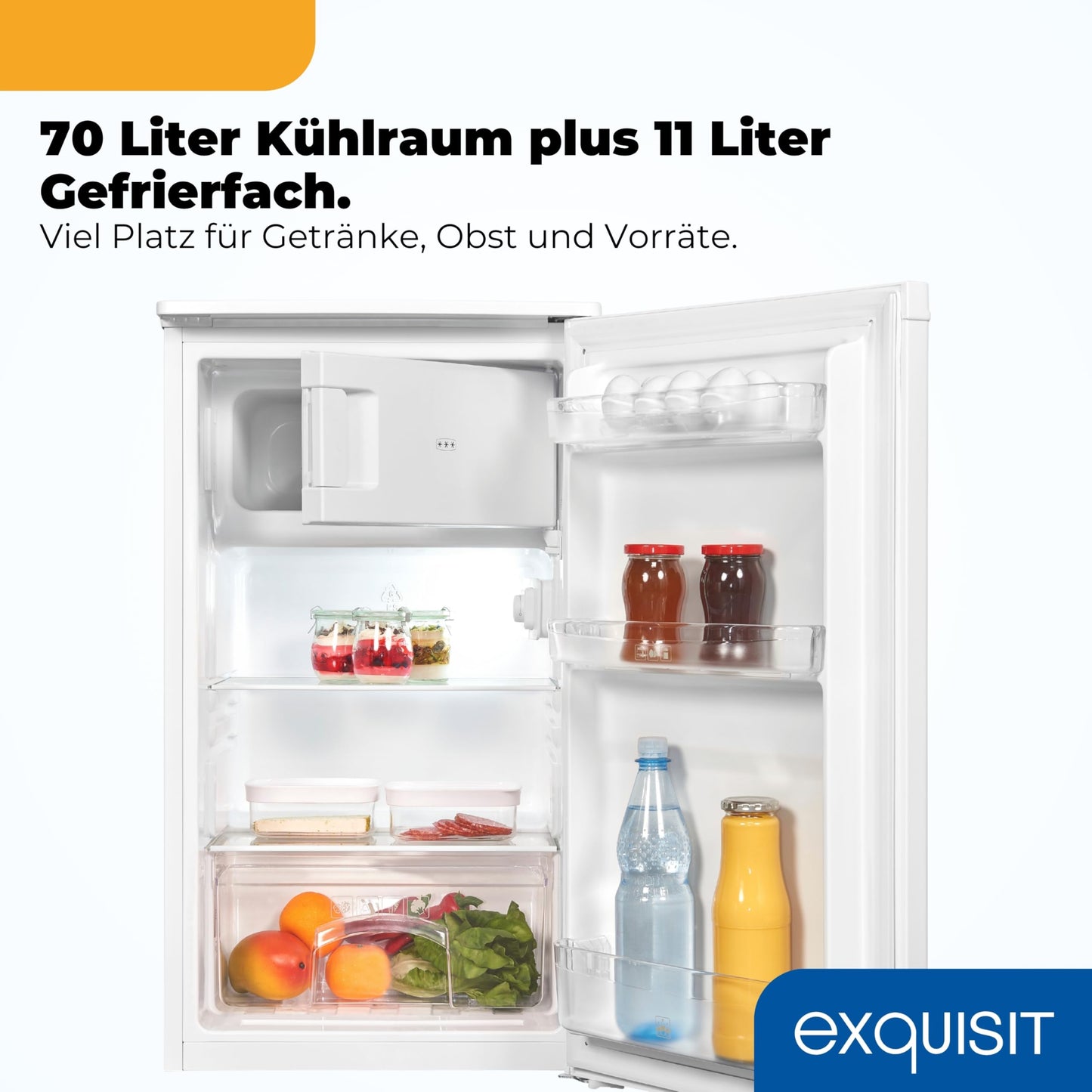 Exquisit Kühlschrank mit Gefrierfach 81L – Kompakt, Weiß