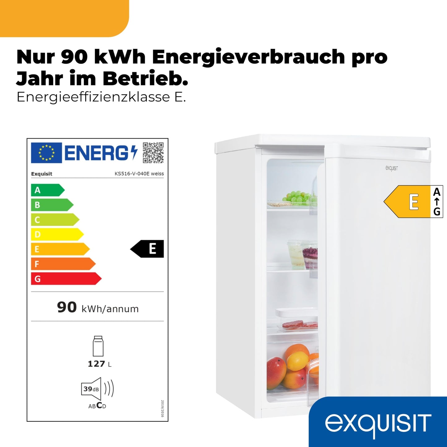 Exquisit Kühlschrank 127L – Kompakt, Weiß