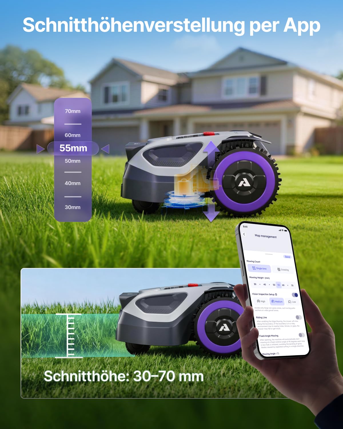 ANTHBOT Mähroboter M5 ohne Begrenzungskabel, 500m², NRTK & Dual-Vision
