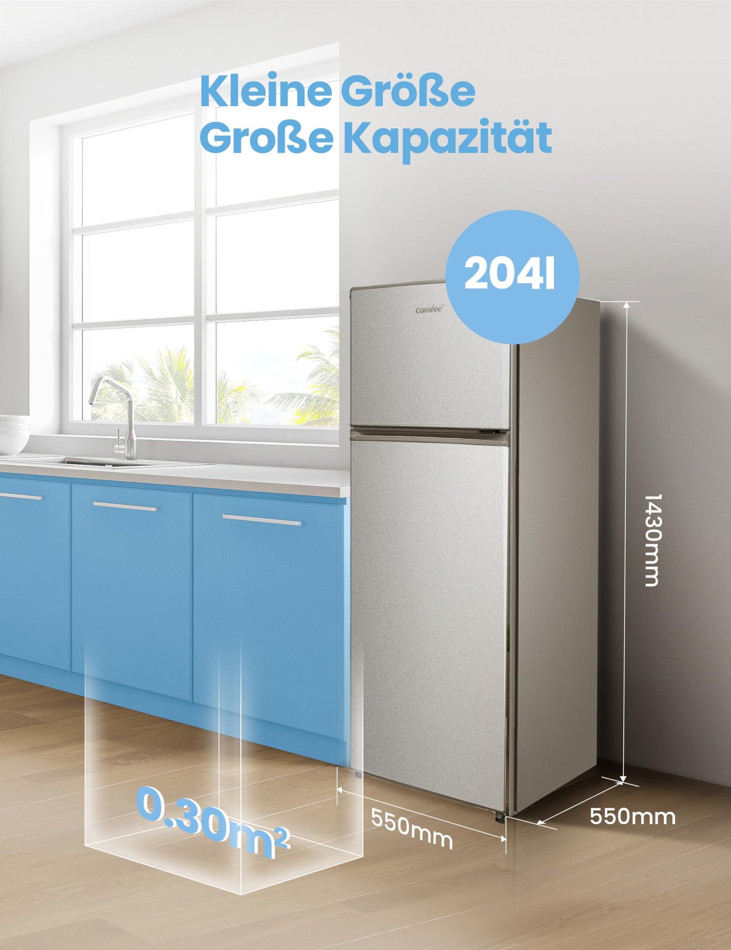 Comfee Kühl-Gefrierkombination – 143cm, Silber