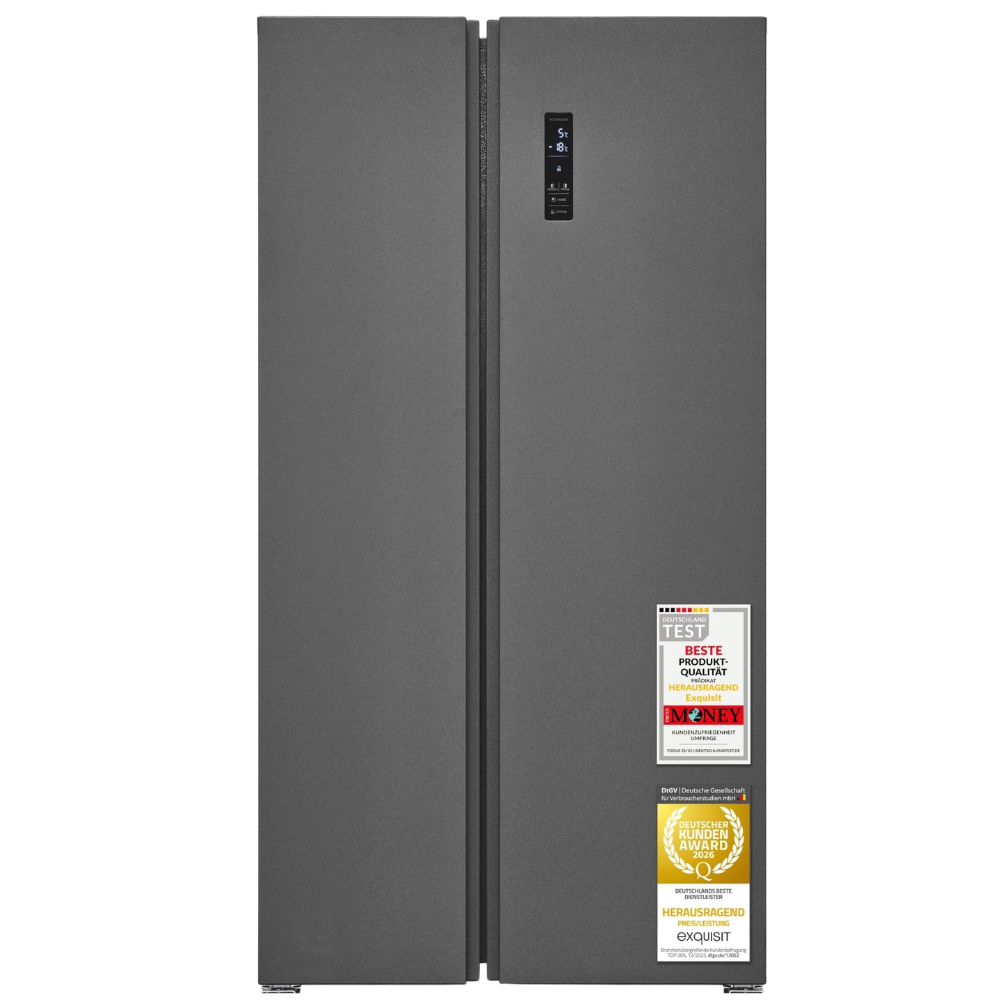 Exquisit Side-by-Side Kühlschrank 442L – No Frost, Anthrazit
