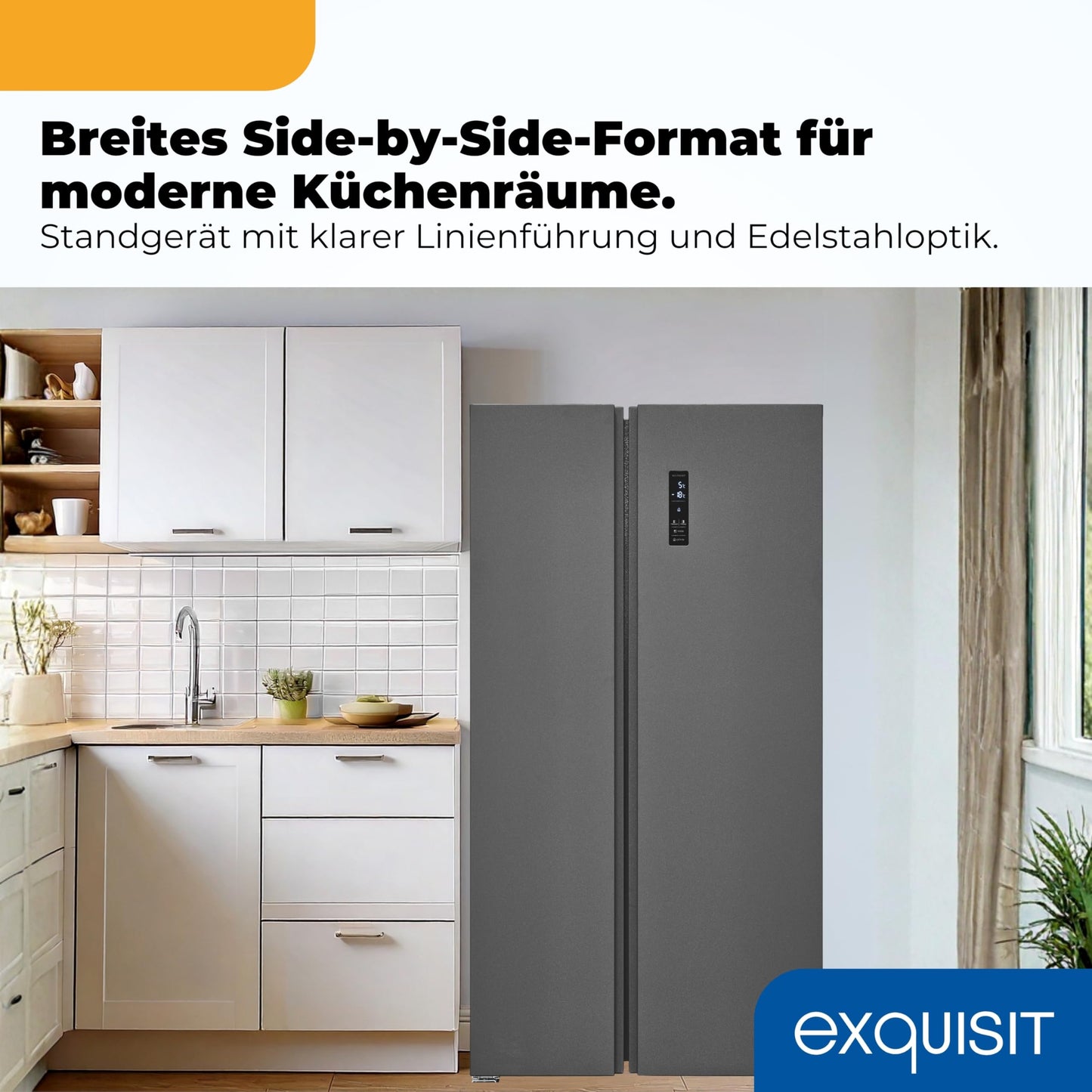 Exquisit Side-by-Side Kühlschrank 442L – No Frost, Anthrazit