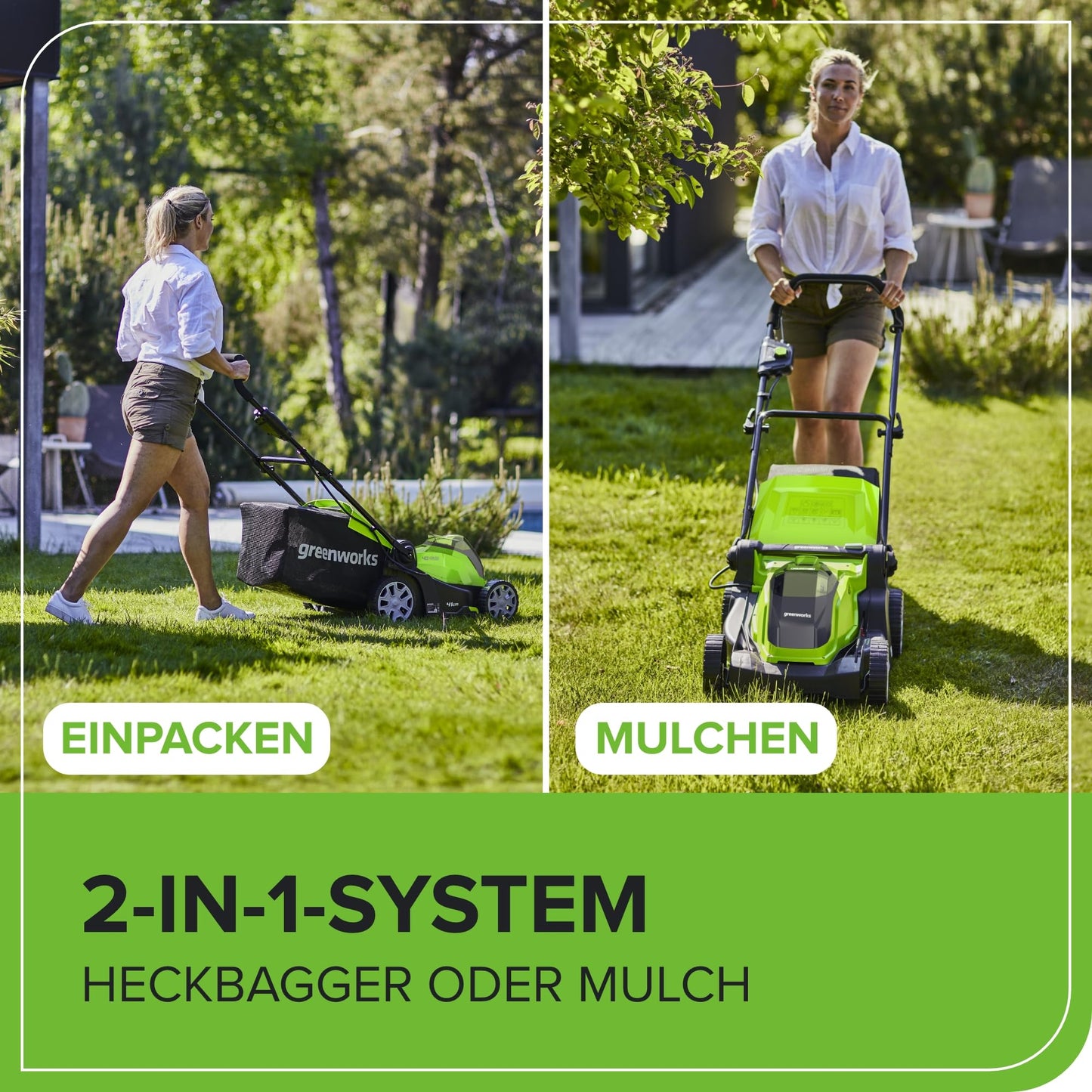 Greenworks Akku-Rasenmäher 40V, 41cm Schnittbreite, 500m², inkl. Akkus