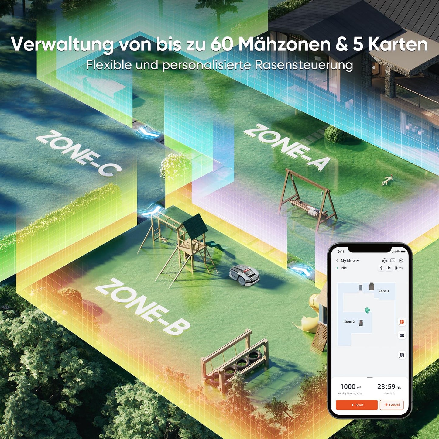 Sunseeker Mähroboter S3 ohne Begrenzungskabel, 800m², RTK+Vision