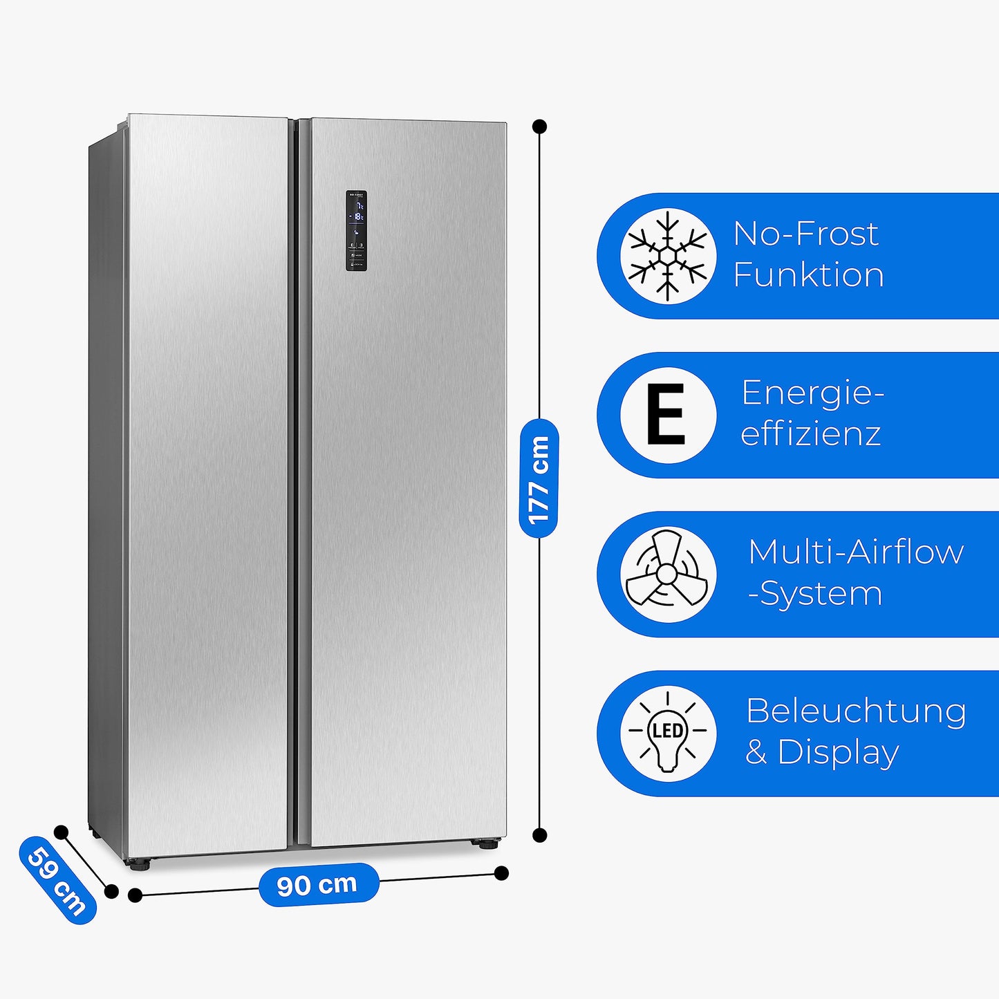 Bomann Side-by-Side Kühlschrank 442L – No Frost, Inox
