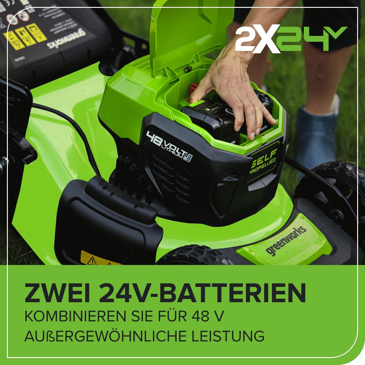 Greenworks Akku-Rasenmäher 48V, Selbstfahrend, 46cm, 480m², inkl. Akkus