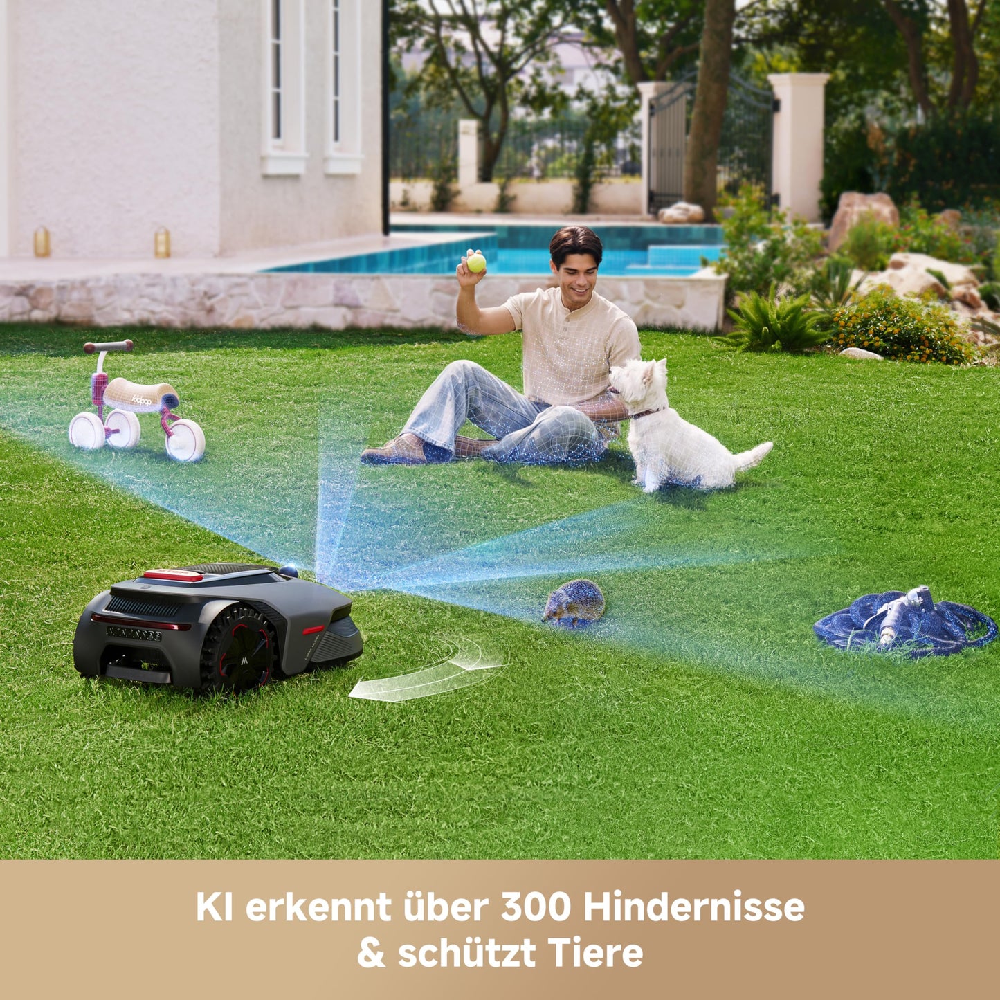 MOVA Mähroboter LiDAX Ultra 800 ohne Begrenzungskabel, 3D-LiDAR, KI Vision