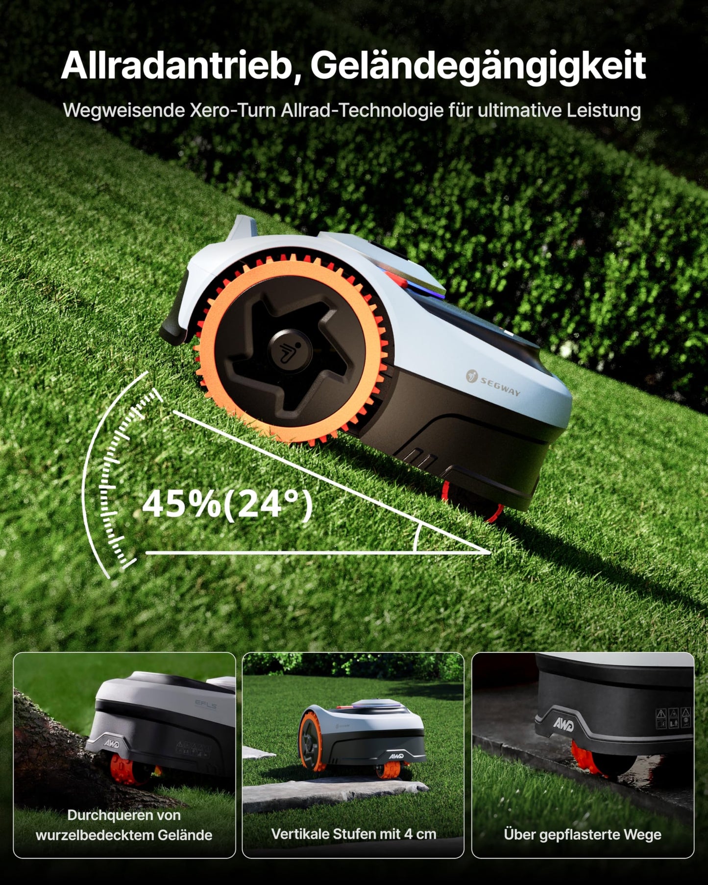 Segway Mähroboter Navimow i205 AWD ohne Begrenzungskabel, Garage S, 500m²
