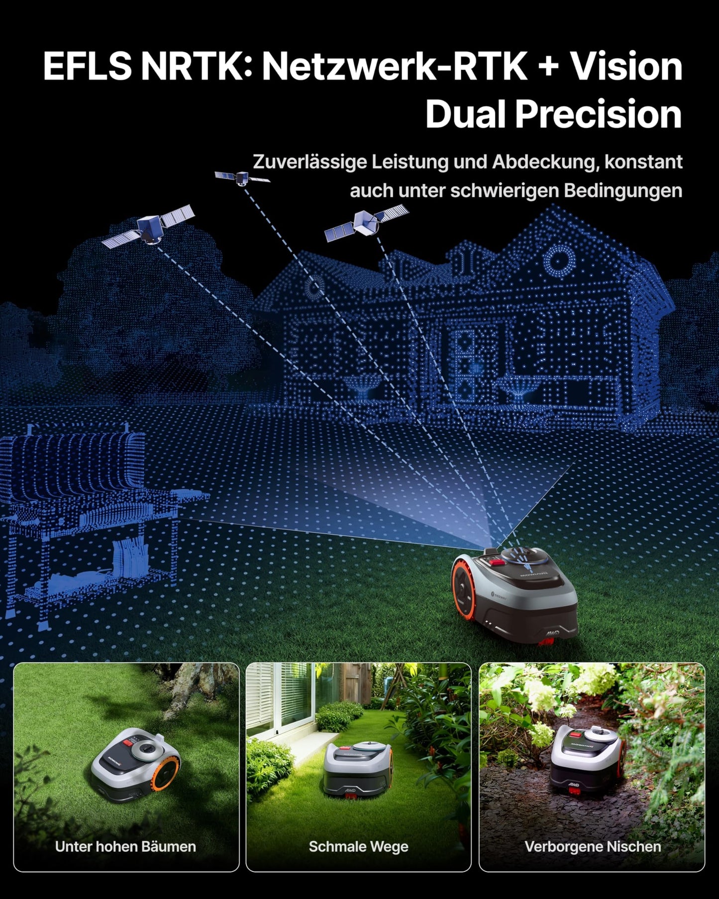 Segway Mähroboter Navimow i205 AWD ohne Begrenzungskabel, 500m², Allrad