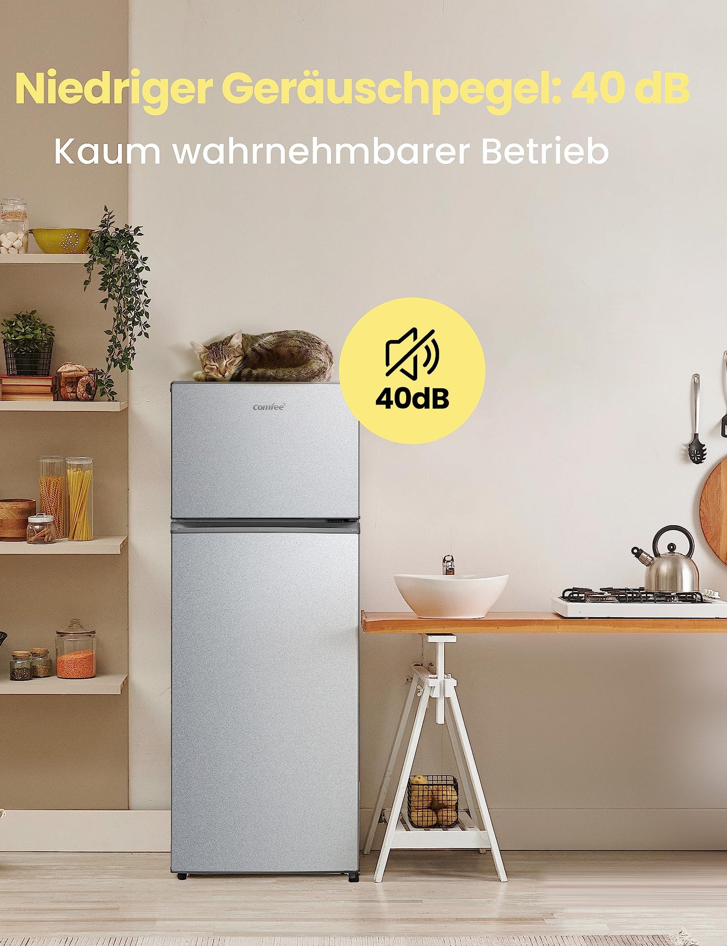 Comfee Kühl-Gefrierkombination – 143cm, Silber