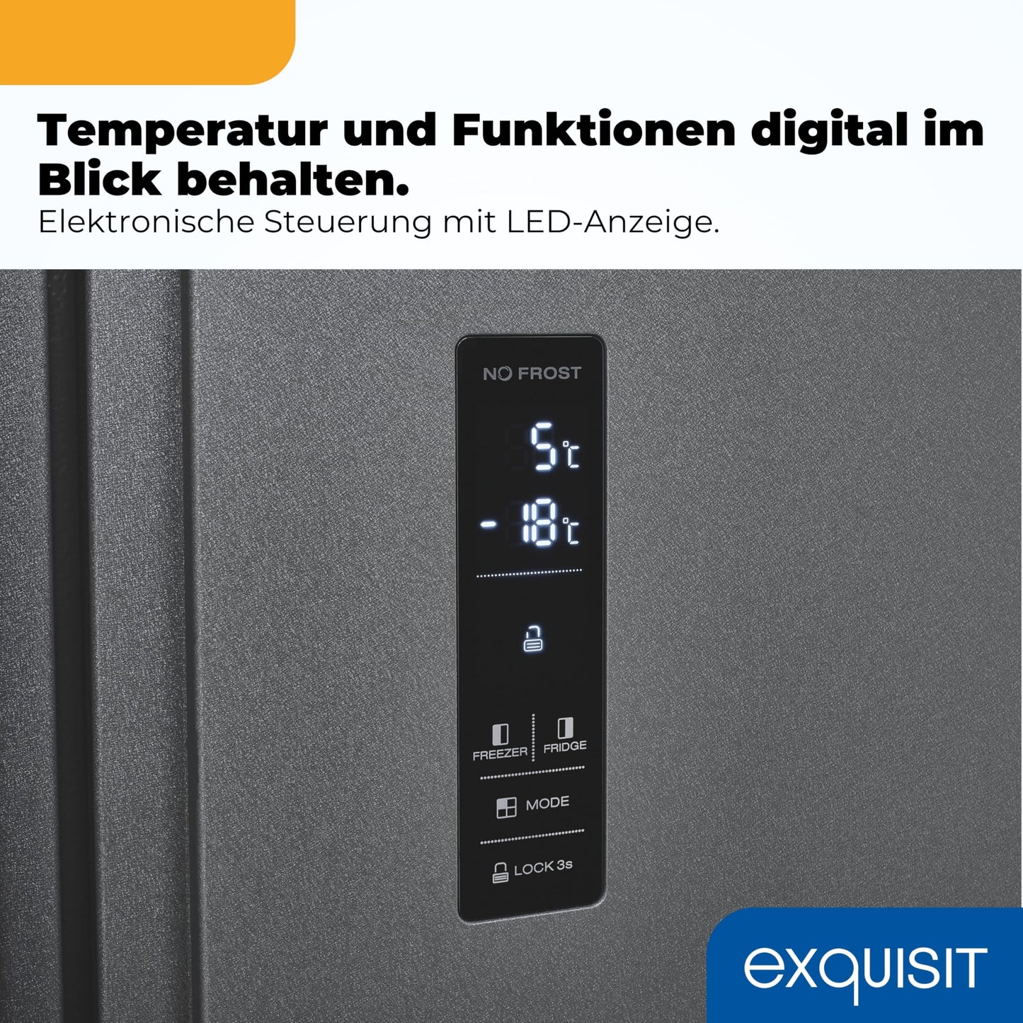 Exquisit Side-by-Side Kühlschrank 442L – No Frost, Anthrazit