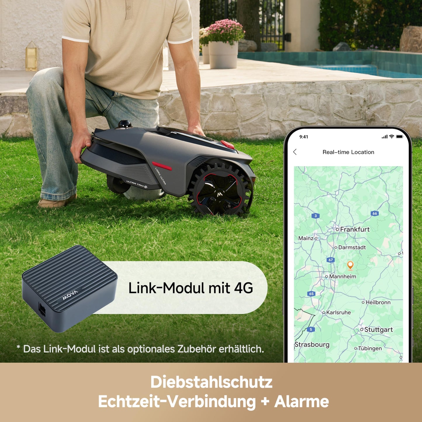 MOVA Mähroboter LiDAX Ultra 800 ohne Begrenzungskabel, 3D-LiDAR, KI Vision