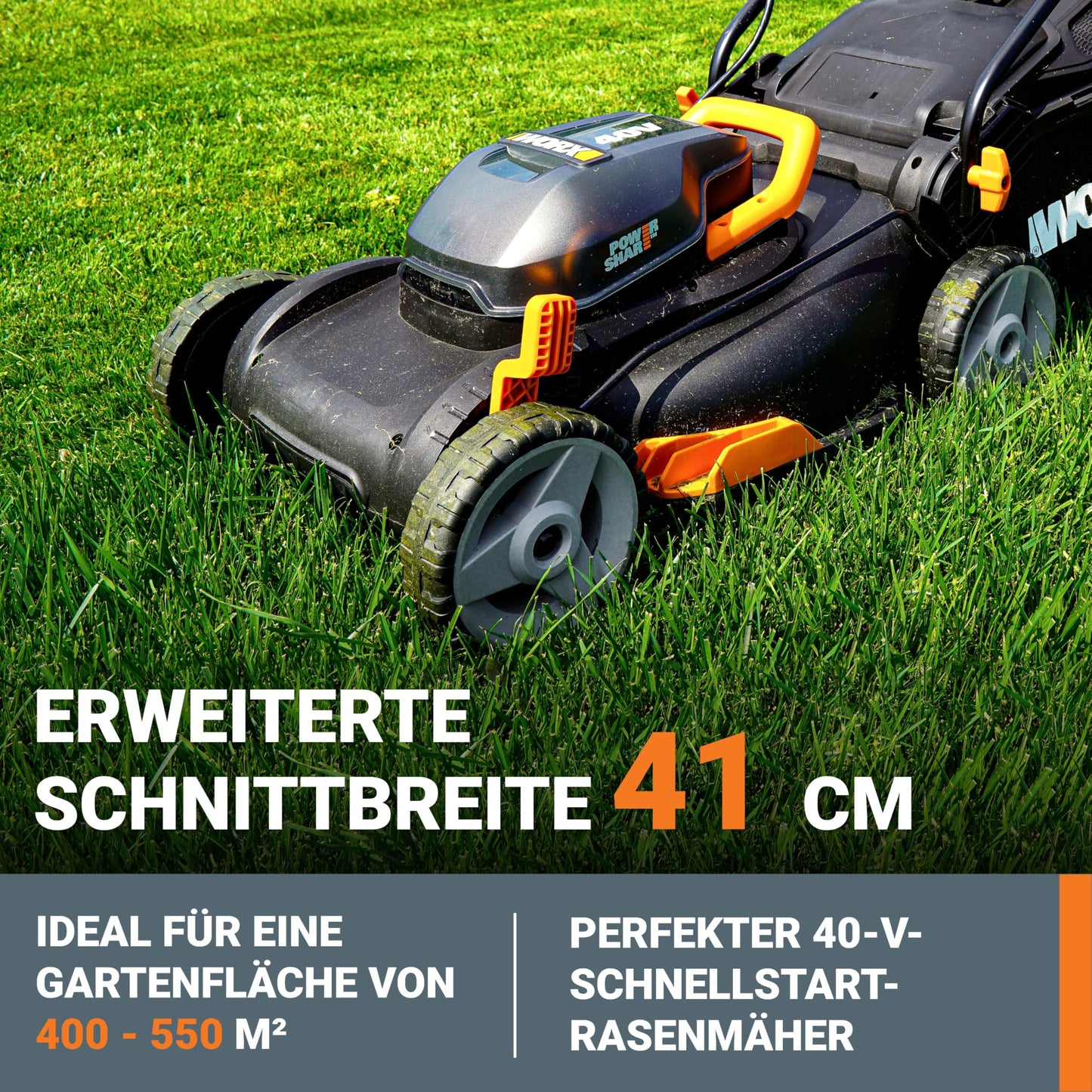 WORX Akku-Rasenmäher PowerShare Pro WG734E 40V, 40cm